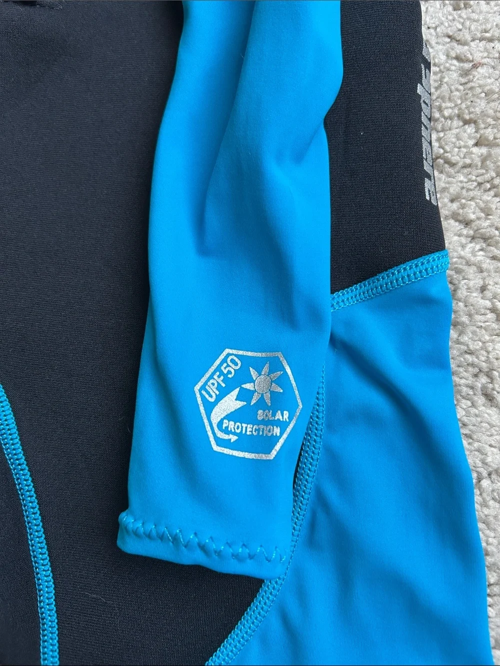 Stingray Kids Black and Bright Blue Long-Sleeve Swim Rashguard